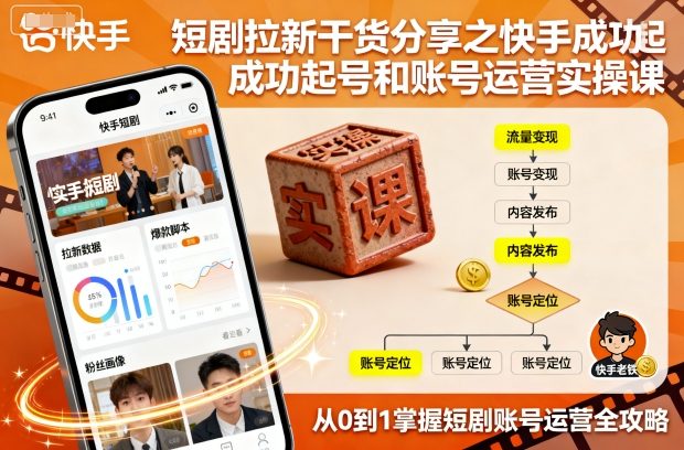 短剧拉新干货分享之快手成功起号和账号运营实操课-kaixinyz