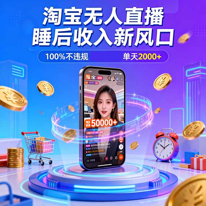 淘宝无人直播，不违规不封号，直播100小时卖了5万，年底旺季！-kaixinyz