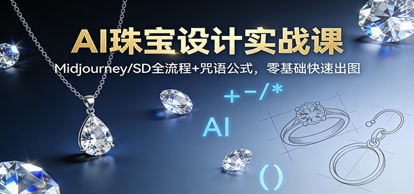 AI珠宝设计实战课:Midjourney/SD全流程+咒语公式,零基础快速出图-kaixinyz