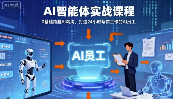Ai智能体实战课程，0基础跨越Ai鸿沟，打造24小时帮你工作的Ai员工，打破常规，以实战定义Ai-kaixinyz