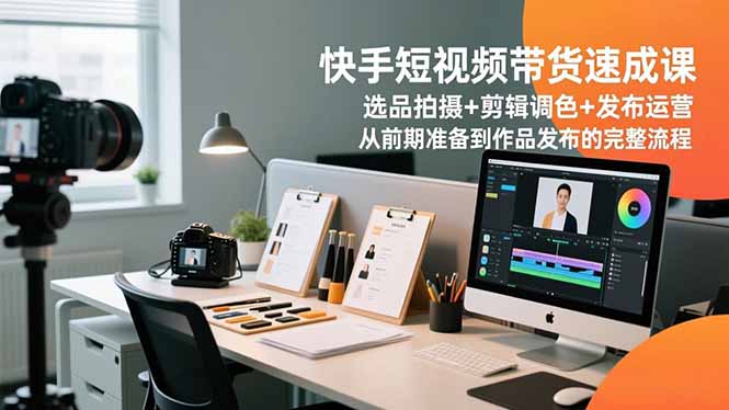 快手短视频带货速成课，选品拍摄+剪辑调色+发布运营，从前期准备到作品发布的完整流程-kaixinyz