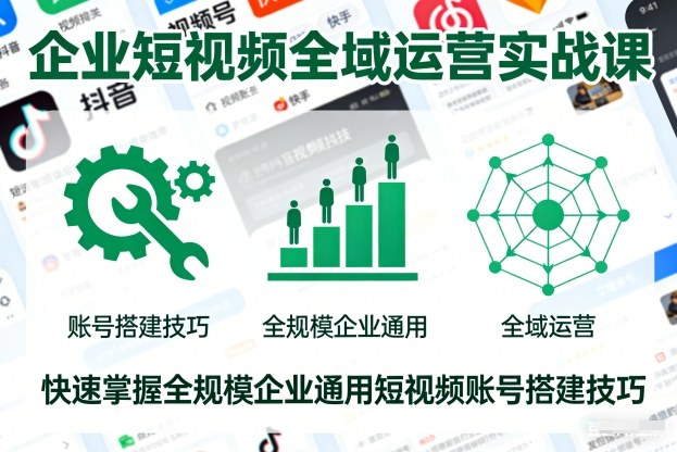 企业短视频全域运营实战课，快速掌握全规模企业通用短视频账号搭建技巧-kaixinyz