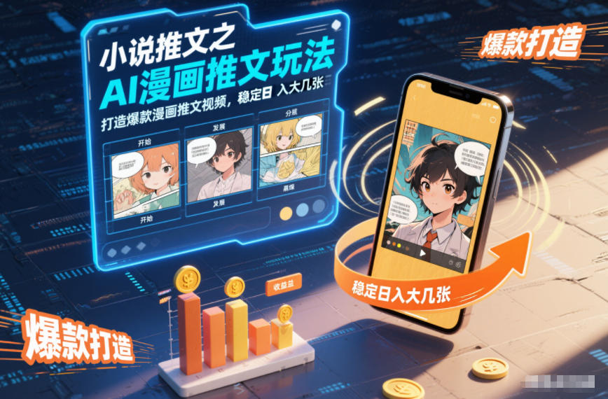 小说推文之AI漫画推文玩法,打造爆款漫画推文视频,稳定日入大几张-kaixinyz