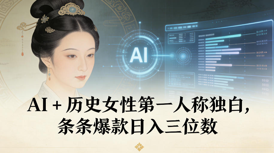 AI+历史女性第一人称独白，条条爆款日入三位数-kaixinyz
