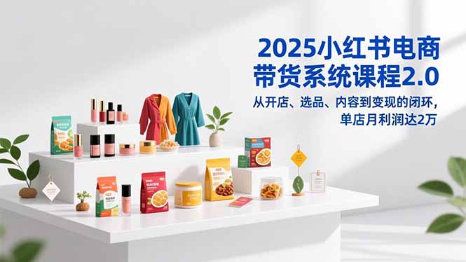 2025小红书电商带货系统课程2.0，从开店、选品、内容到变现的闭环，单店月利润达2万-kaixinyz