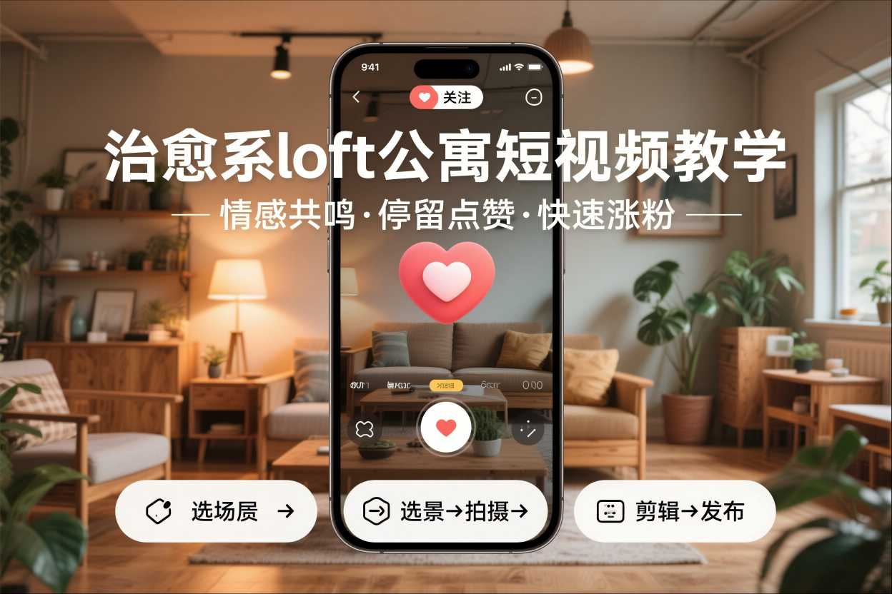 治愈系loft公寓短视频制作教学，情感共鸣引停留点赞关注，快速起号涨粉-kaixinyz