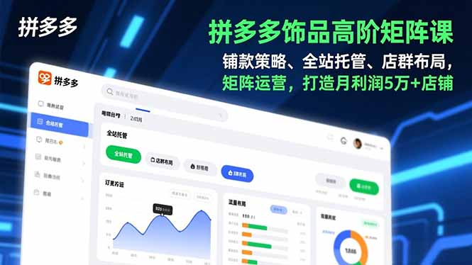 拼多多饰品高阶矩阵课，铺款策略、全站托管、店群布局，矩阵运营，打造月利润5万+店铺-kaixinyz