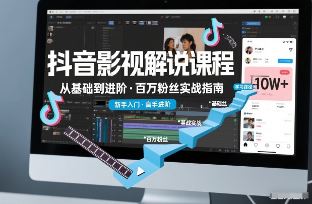 抖音百万粉丝影视解说课程，基础到进阶课，适合新手和进阶学习-kaixinyz