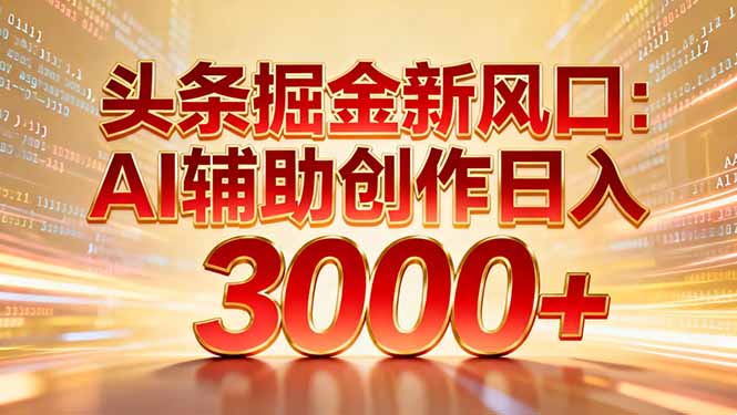 头条掘金新风口：AI辅助创作日入3000+，矩阵玩法当天启动隔天见效-kaixinyz