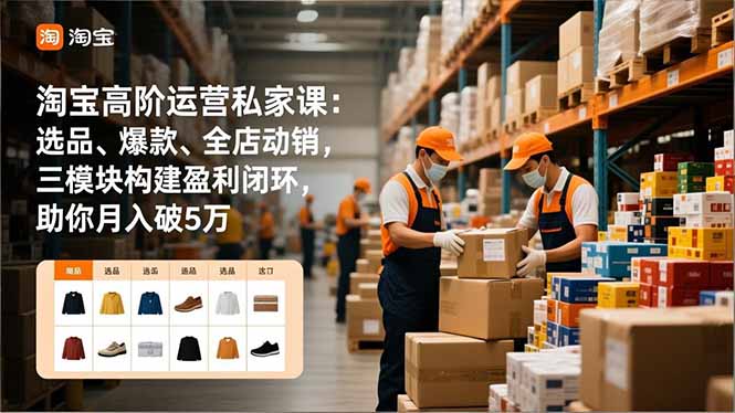 淘宝高阶运营私家课：选品、爆款、全店动销，三模块构建盈利闭环，助你月入破5万(更新12月-kaixinyz