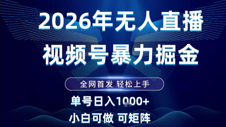 2026最新视频号无人直播掘金，全网首发，小白可以玩，长期稳定日入1k+【揭秘】-kaixinyz