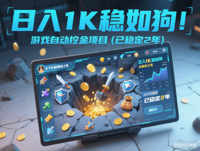 日入1K稳如狗！游戏自动挖金项目(已稳定2年)，永不失业的副业之选【揭秘】-kaixinyz