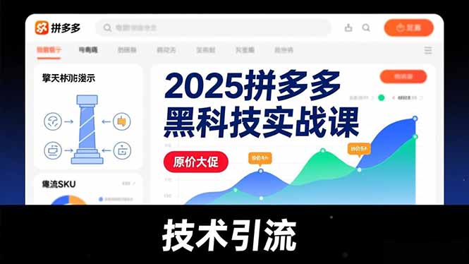 2025拼多多黑科技实战课，擎天柱玩法、爆流SKU、原价大促，技术引流，单店日销轻松破千单-kaixinyz