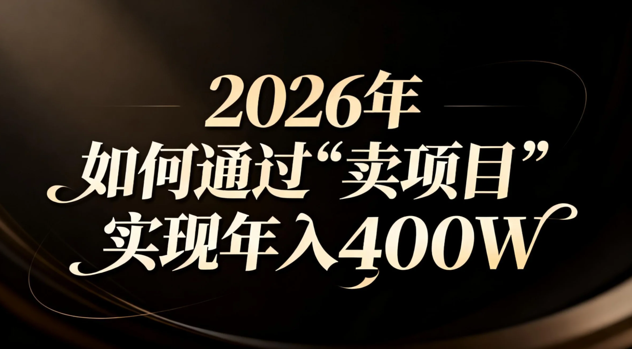 2026年如何通过“卖项目”实现年入百万-kaixinyz