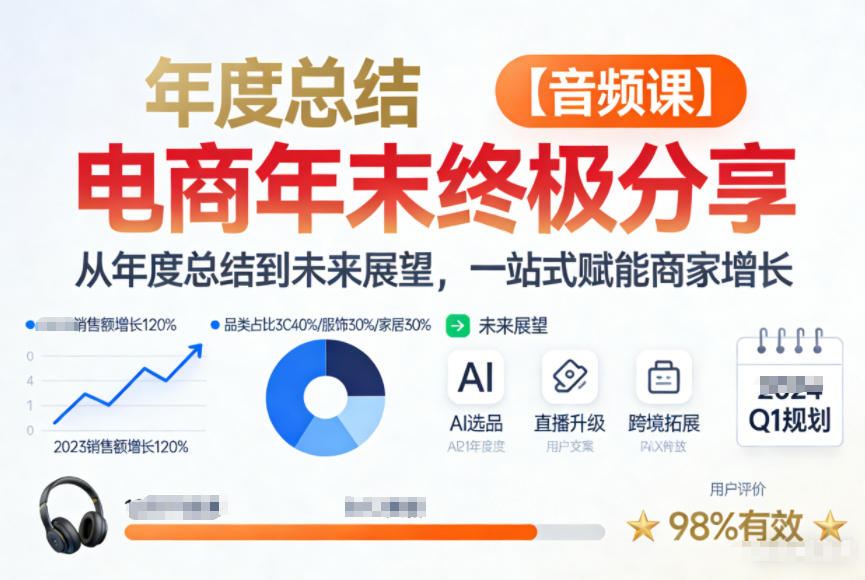 电商年未终极分享，从年度总结到未来展望，一站式赋能商家增长【音频课】-kaixinyz