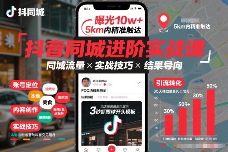 抖音同城进阶实战课，助你同城流量拿到结果-kaixinyz