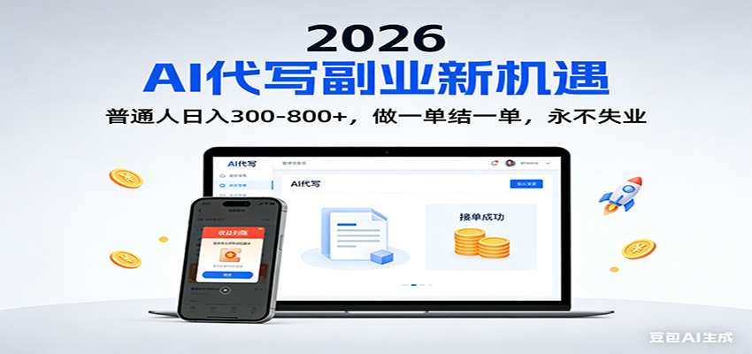 2026 副业首选！AI 代写日入 300-800，普通人0门槛，做一单结一单！-kaixinyz