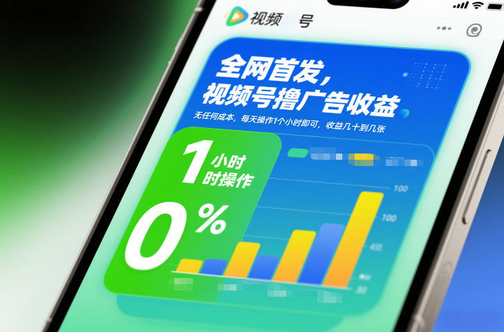 全网首发，视频号撸广告收益，无任何成本，每天操作1个小时即可，收益几十到几张-kaixinyz