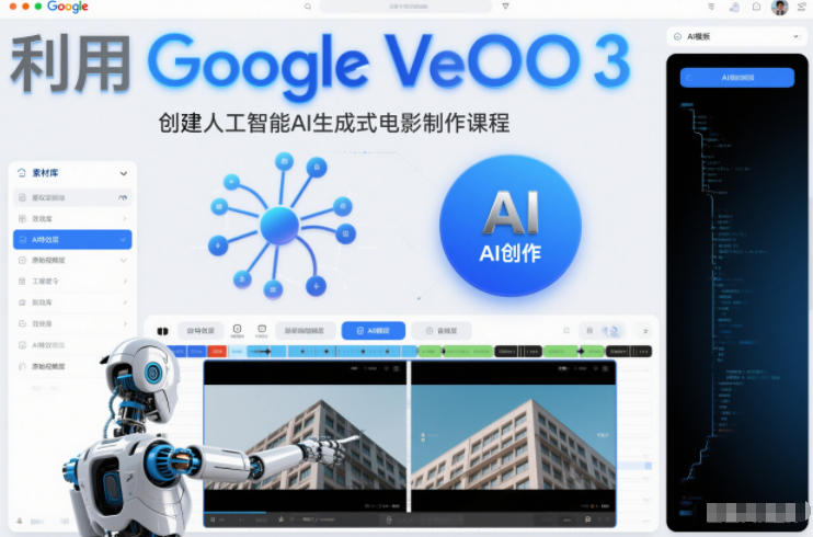 利l用Google Veo 3创建人工智能AI生成式电影制作课程，使用人工智能的力量创建令人惊叹的视频-kaixinyz