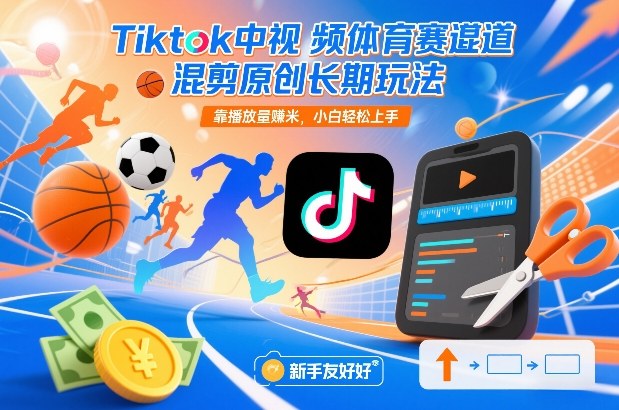 Tiktok中视频体育赛道混剪原创长期玩法，靠播放量賺米，小白轻松上手-kaixinyz