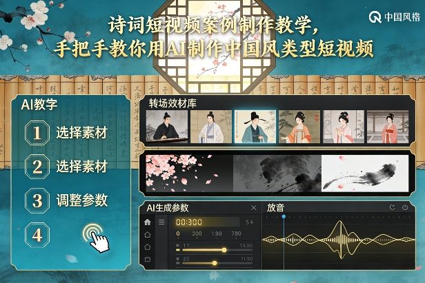 古诗词短视频案例制作教学，手把手教你用AI制作中国风类型短视频-kaixinyz