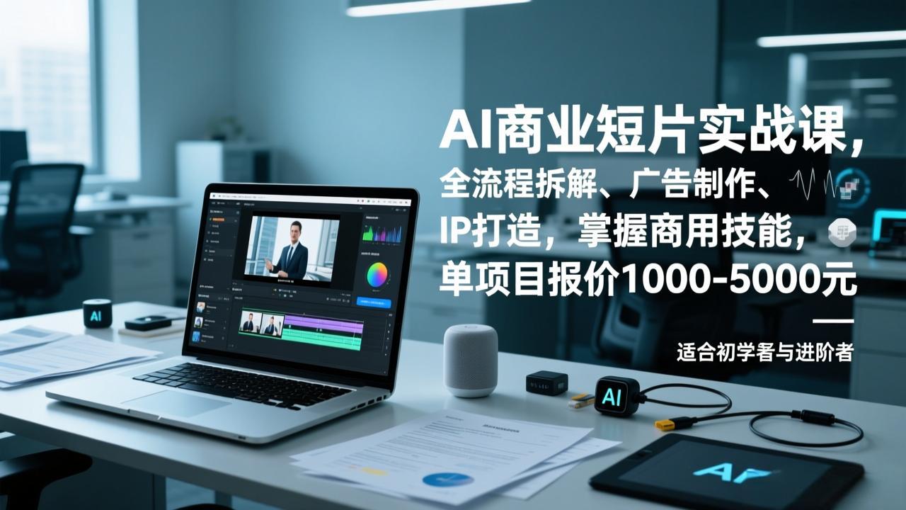 AI商业短片实战课，全流程拆解、广告制作、IP打造，掌握商用技能，单项目报价1000-5000元-kaixinyz