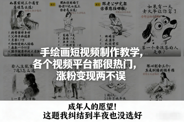 手绘画短视频制作教学，各个视频平台都很热门，涨粉变现两不误-kaixinyz
