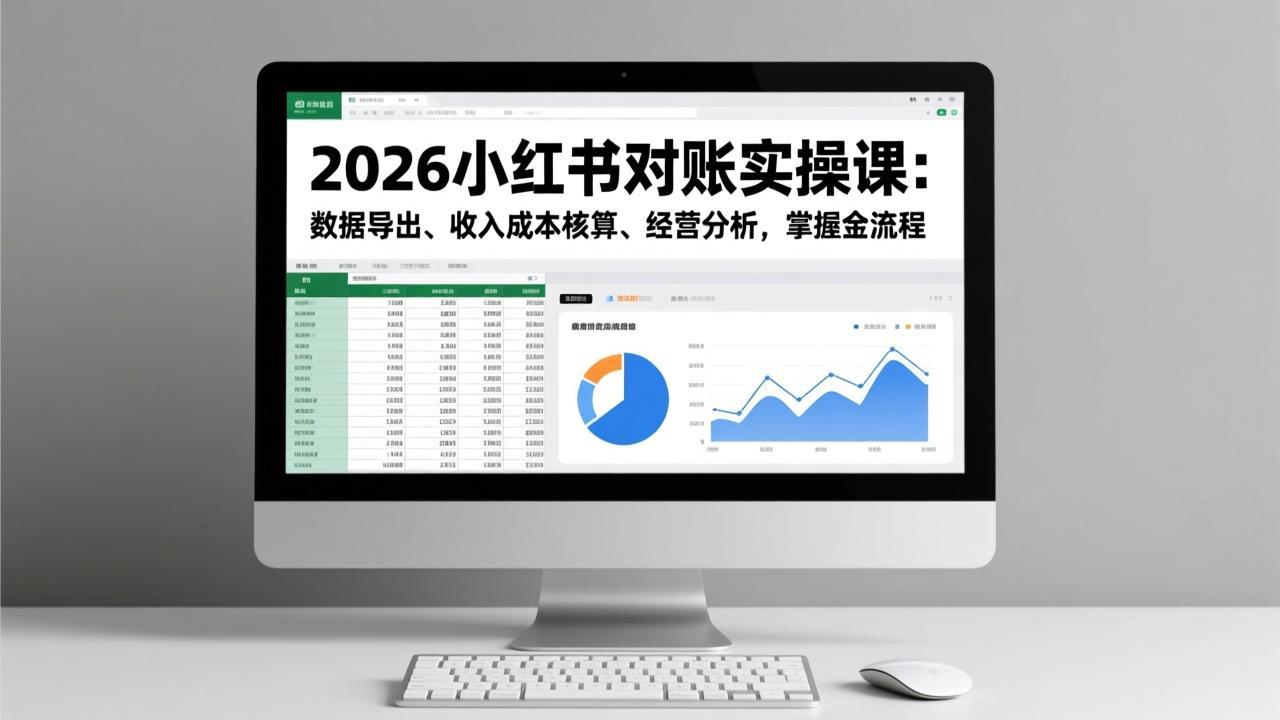 2026小红书对账实操课：数据导出、收入成本核算、经营分析，掌握全流程-kaixinyz