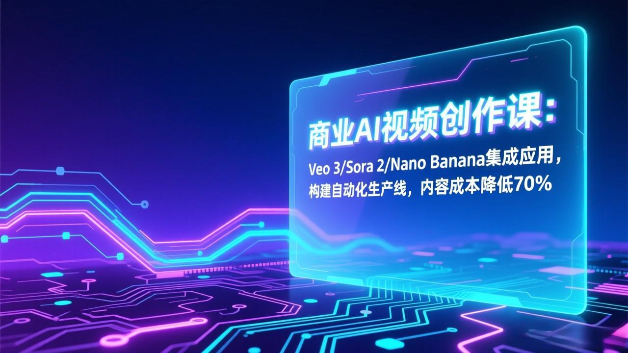 商业AI视频创作课：Veo 3/Sora 2/Nano Banana集成应用，构建自动化生产线，内容成本降低70%-kaixinyz
