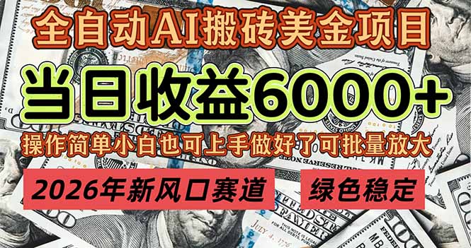 2026年新风口赛道，当日6000+以上，可批量放大，月收入20万+，长期绿色稳定的项目-kaixinyz